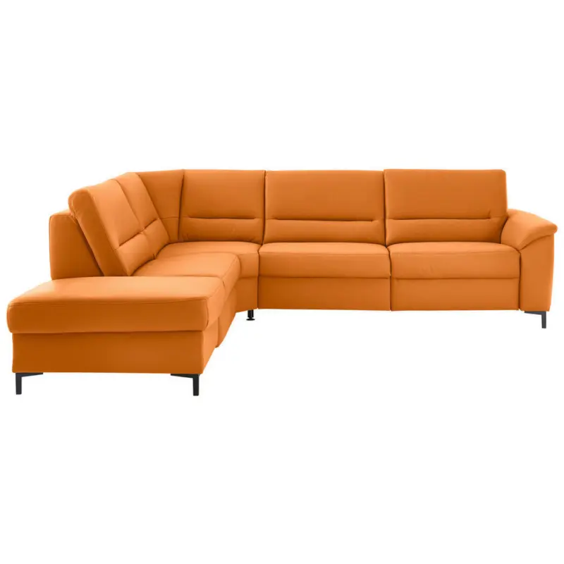 Ecksofa in Echtleder Orange 249/290 cm