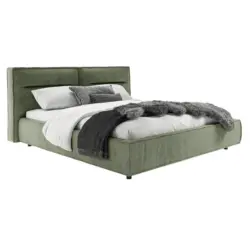 Polsterbett gepolstertes Kopfteil Olivgr&uuml;n 160/200 cm