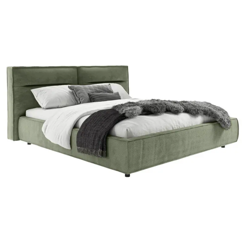 Polsterbett gepolstertes Kopfteil Olivgr&uuml;n 160/200 cm