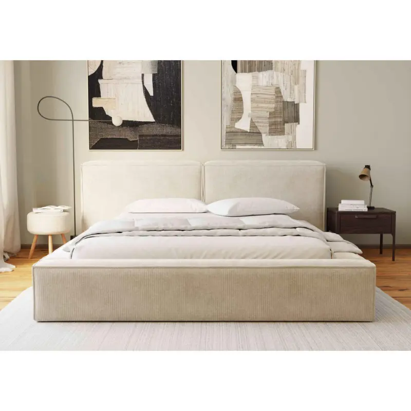 Polsterbett Lattenrost, Bettkasten Beige 180/200 cm