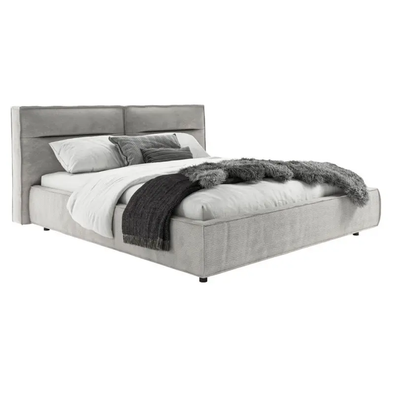 Polsterbett gepolstertes Kopfteil Silberfarben 160/200 cm