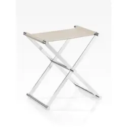 Klapphocker in Metall, Textil Chromfarben, Beige