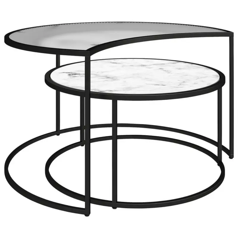 Couchtischset in Metall, Glas, Holzwerkstoff 78/45/62 cm