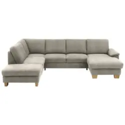 Wohnlandschaft in Velours Platinfarben