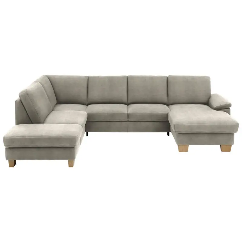 Wohnlandschaft in Velours Platinfarben