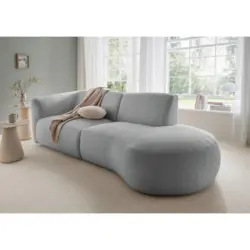 Ecksofa Jesi in Mikrofaser Silberfarben 238/107 cm