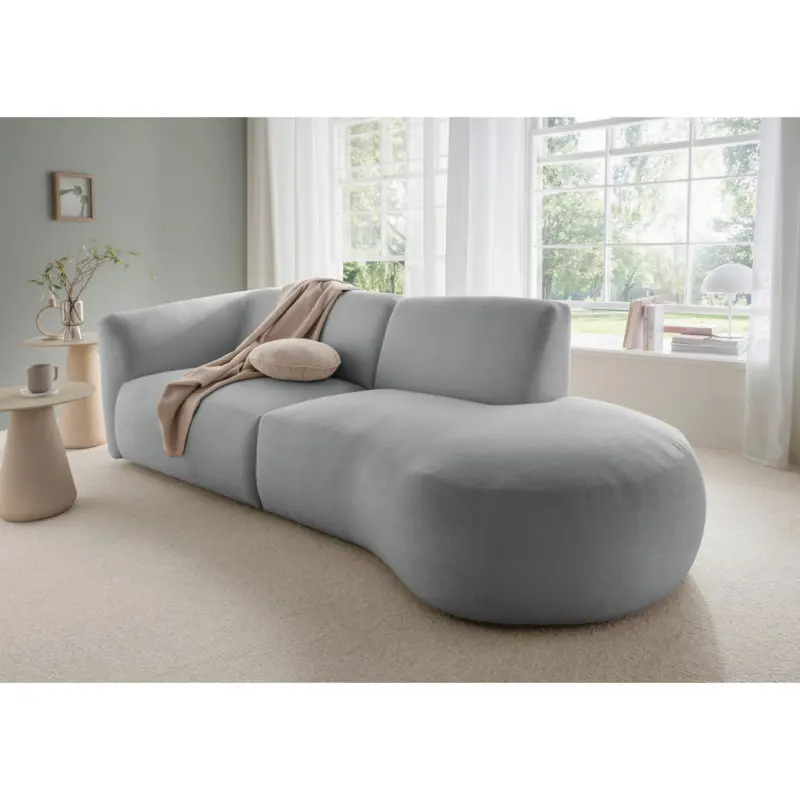 Ecksofa Jesi in Mikrofaser Silberfarben 238/107 cm