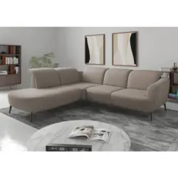 Ecksofa ZOE E in Flachgewebe Taupe 267/300 cm
