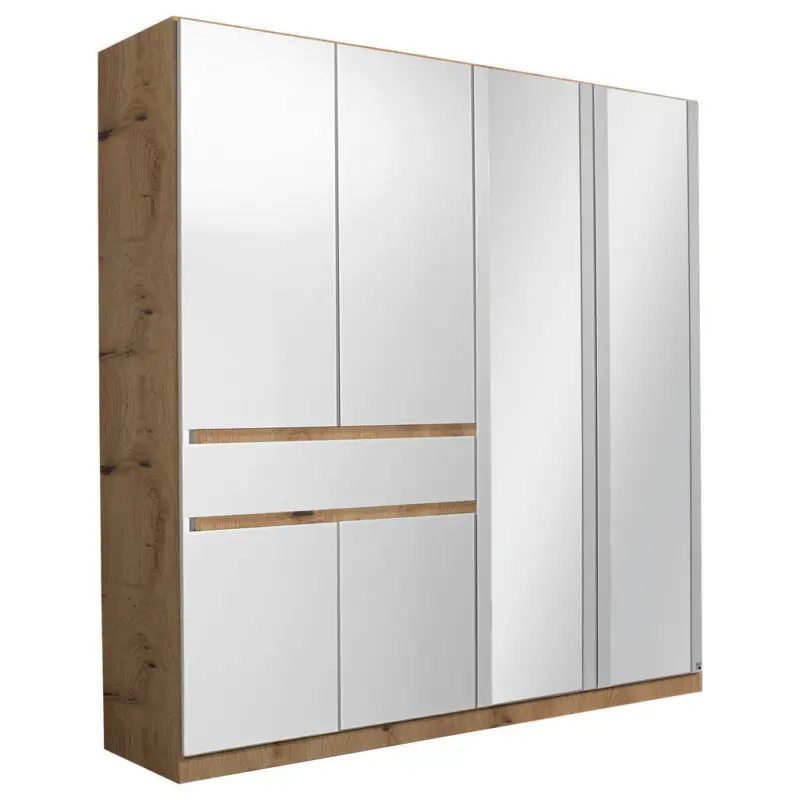 Kleiderschrank in Wei&szlig;, Eiche Artisan