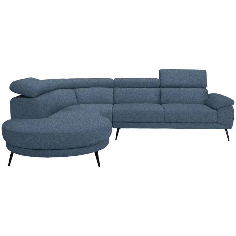 Ecksofa in Velours Blau 264/299 cm