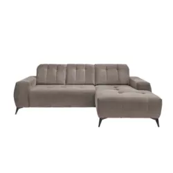 Ecksofa in Cord Graubraun 258/180 cm