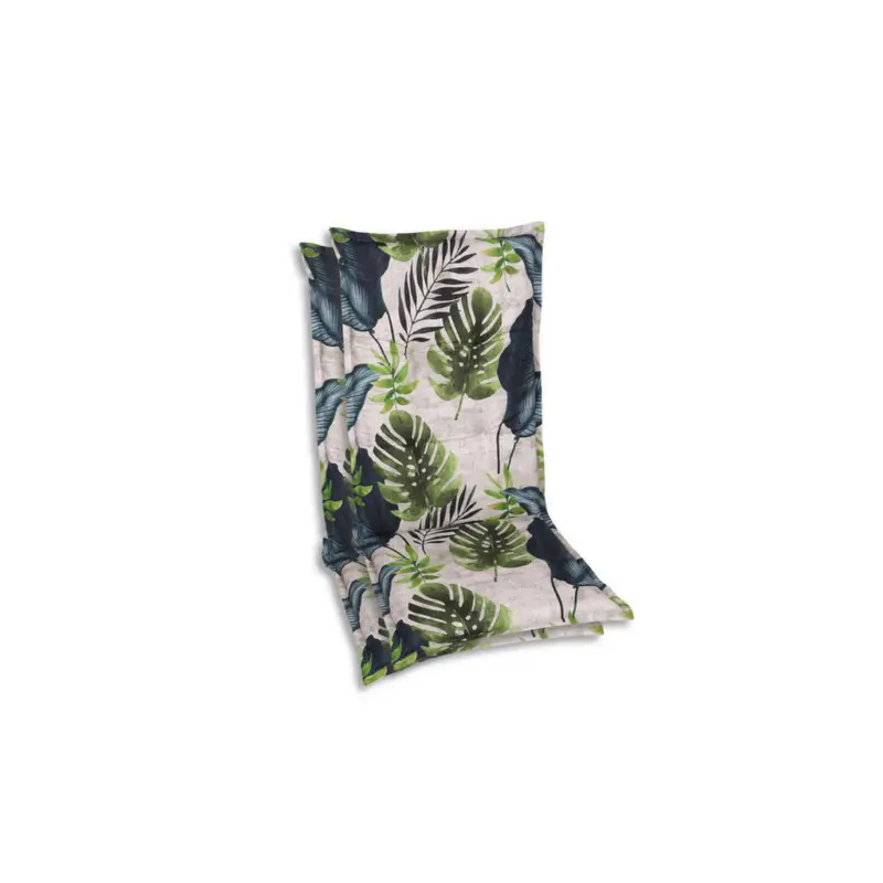 Sesselauflagenset in Blau, Gr&uuml;n, Hellgrau Bl&auml;tter