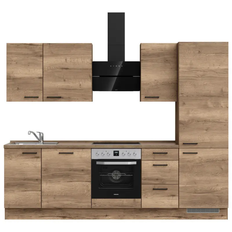 K&uuml;chenleerblock 270 cm in Eiche dunkel