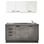 XXXLutz Lauterach - Ihr M&ouml;belhaus bei Bregenz K&uuml;chenblock 160 cm in Graphitfarben, Wei&szlig;