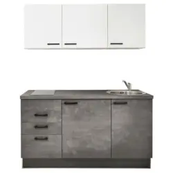 K&uuml;chenblock 160 cm in Graphitfarben, Wei&szlig;