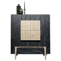 Highboard Schwarz, Eichefarben 128/146/42,6 cm