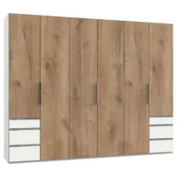 Dreht&uuml;renschrank in Wei&szlig;, Plankeneiche