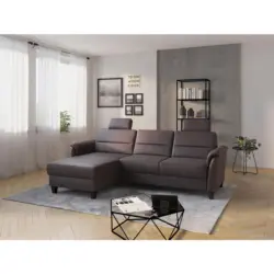 Ecksofa Palmera V in Mikrofaser Braun 163/244 cm