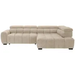 Ecksofa inkl. Funktionen in Webstoff Beige 297/205 cm