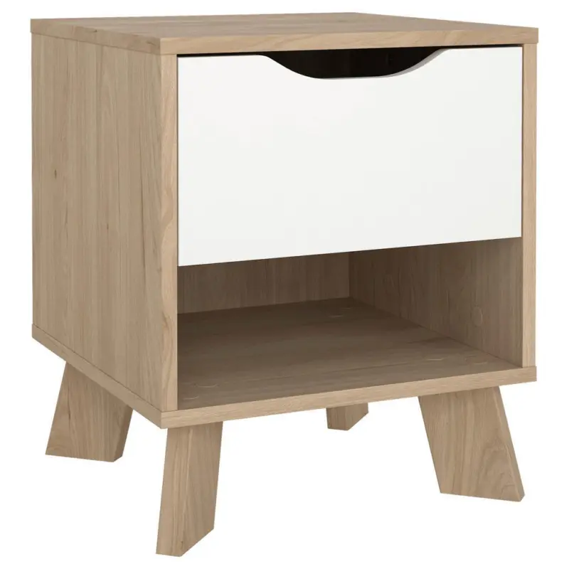 Nachtk&auml;stchen in Wei&szlig;, Eichefarben