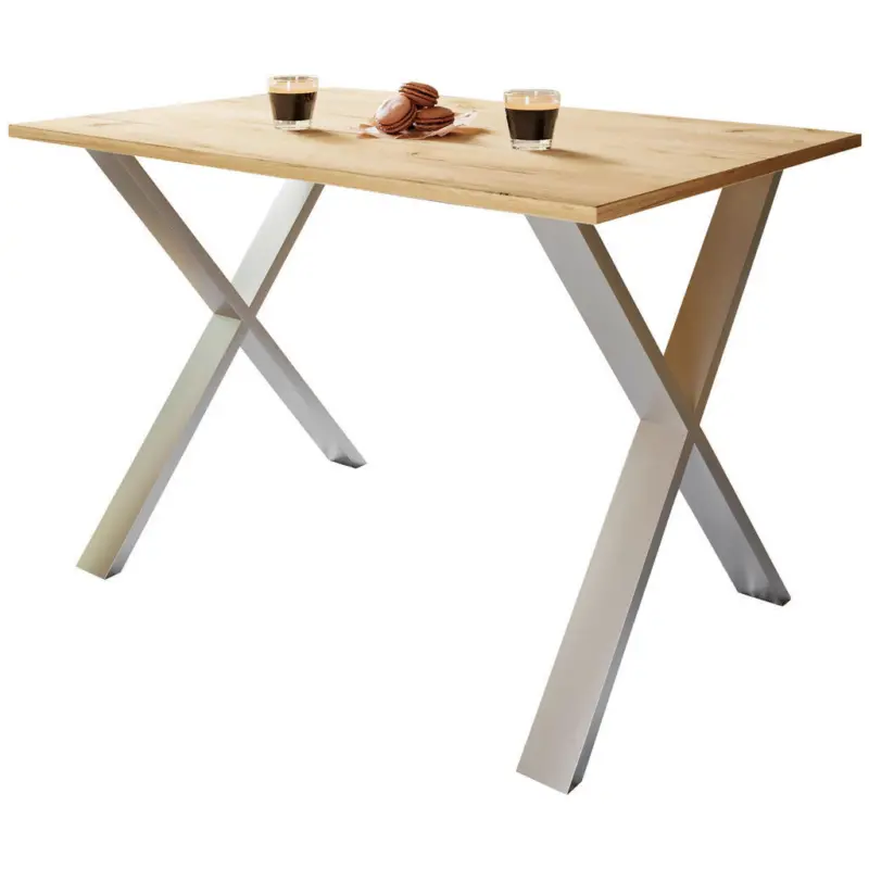 Schreibtisch 160/80/76 cm in Silberfarben, Honigeiche