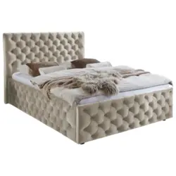 Polsterbett gepolstertes Kopfteil Beige 140/200 cm