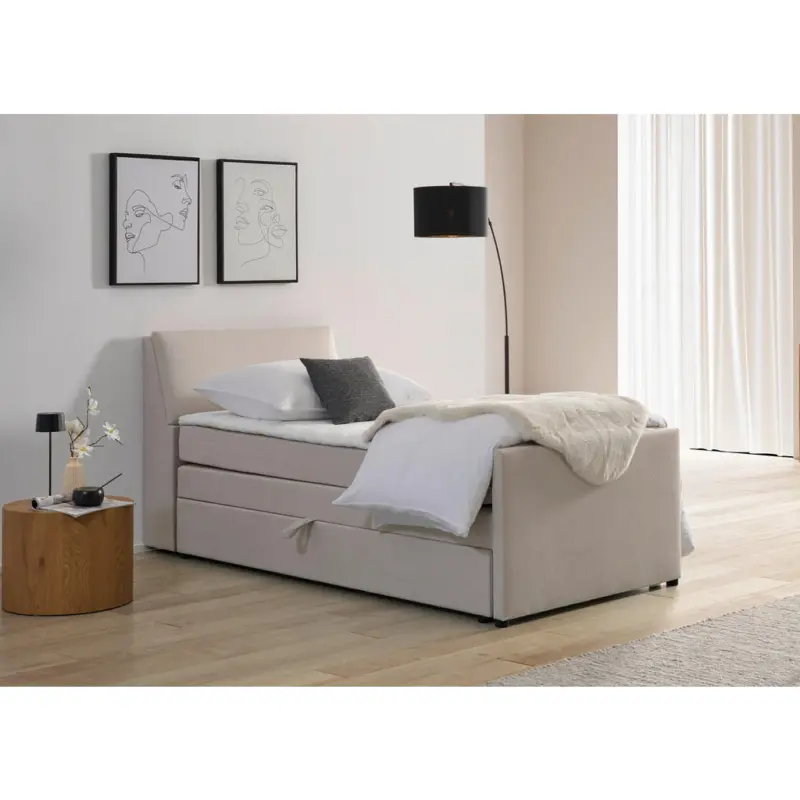 Boxspringbett 100/200 cm in Creme