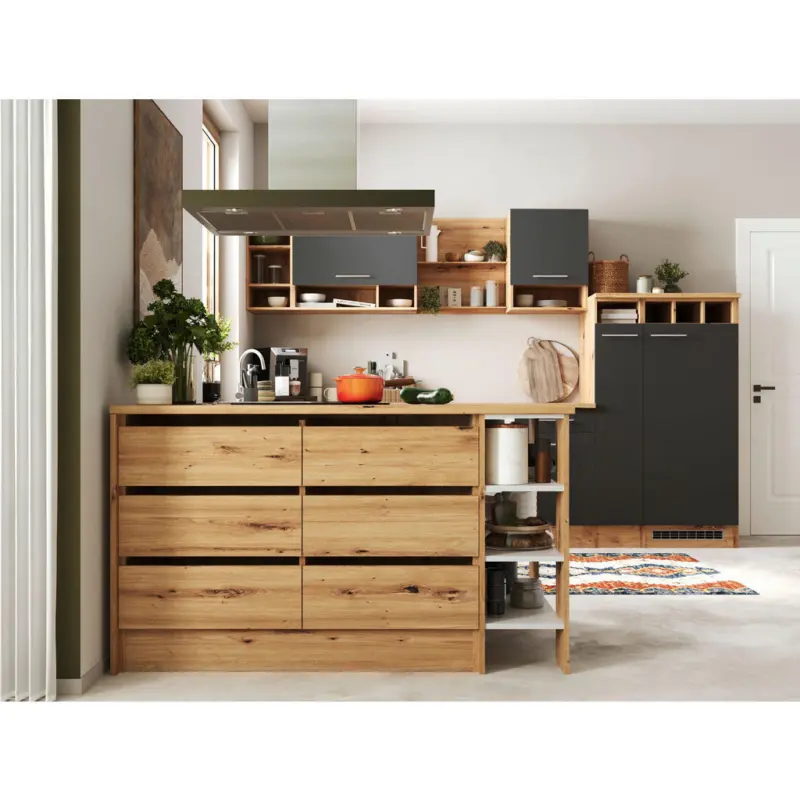 K&uuml;chenblock 310-150 cm in Grau