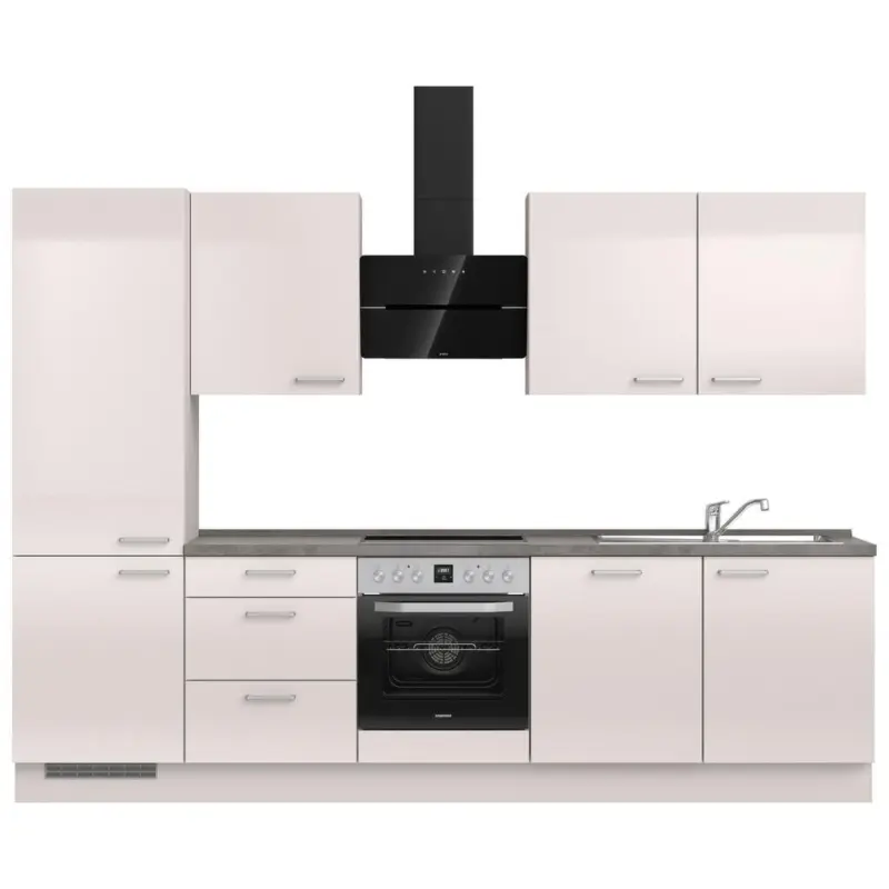 K&uuml;chenleerblock 300 cm in Schieferfarben, Hellgrau