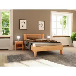 Bett 140/200 cm in Naturfarben, Kernbuche