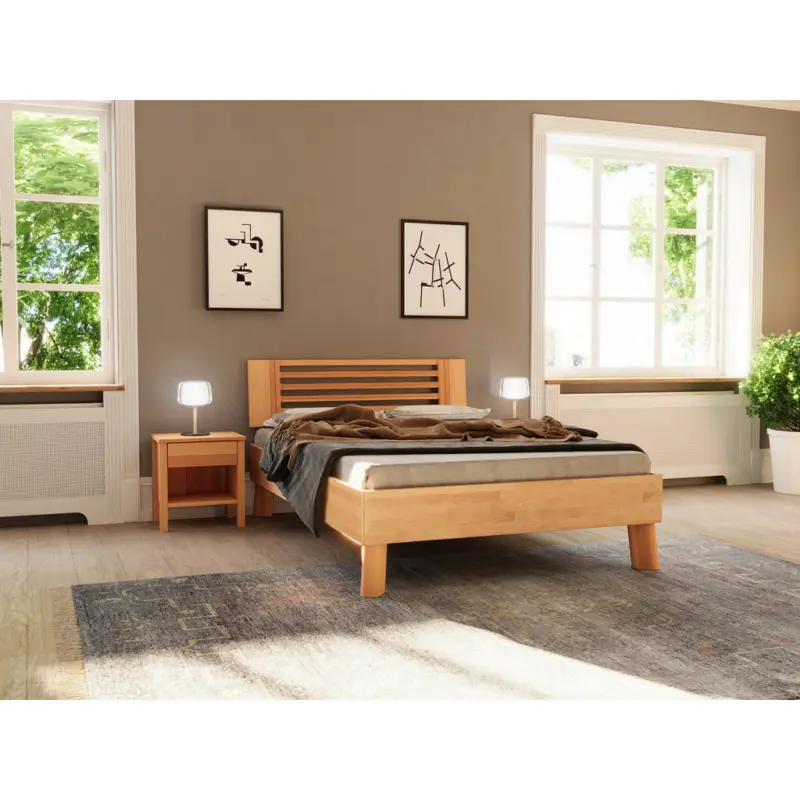 Bett 140/200 cm in Naturfarben, Kernbuche