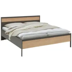 Bett 180/200 cm in Anthrazit, Eichefarben