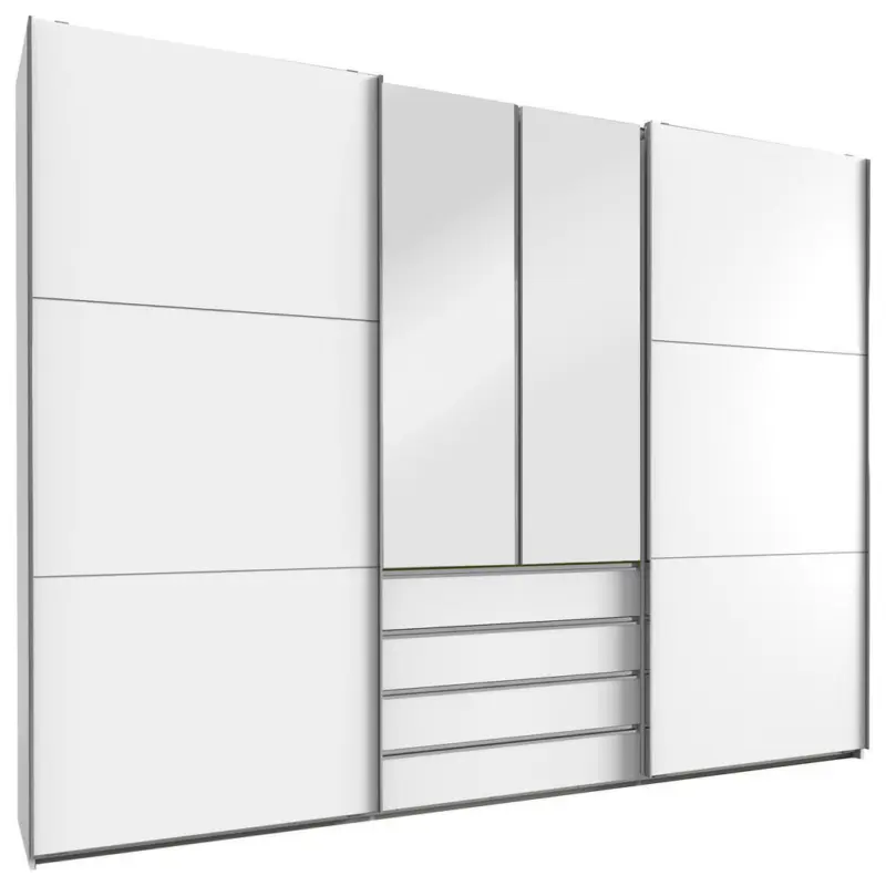 Schwebet&uuml;renschrank in Silberfarben, Wei&szlig;