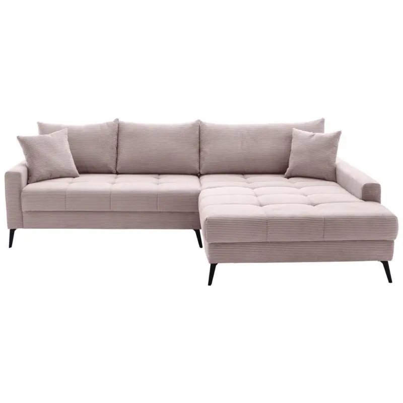 Ecksofa in Cord Rosa 280/173 cm