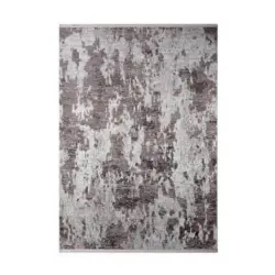 Vintage-Teppich 120/170 cm Samt Braun, Wei&szlig;