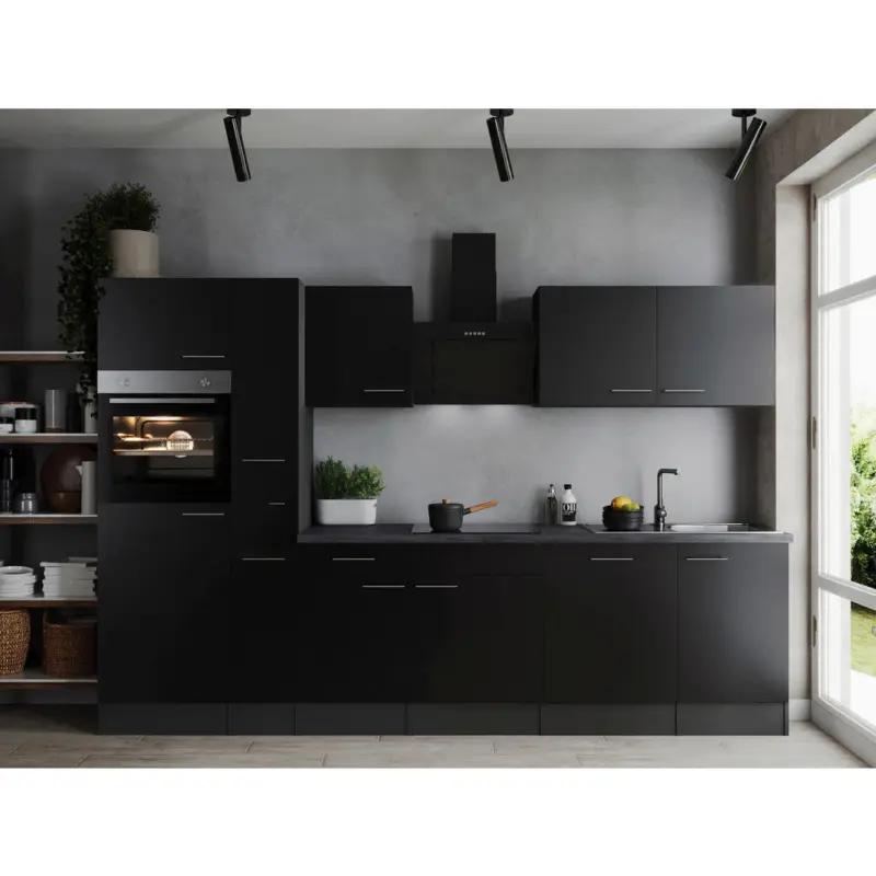 K&uuml;chenblock 310 cm in Grau, Schwarz