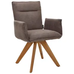 Armlehnstuhl in Holz, Textil Taupe