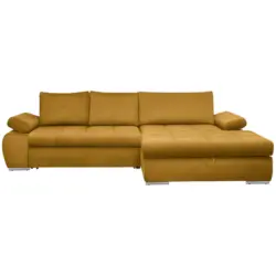 Ecksofa in Flachgewebe Gelb 294/173 cm
