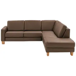 Ecksofa Valdera in Echtleder Graubraun 257/235 cm