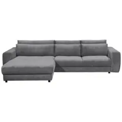 Ecksofa in Cord Anthrazit 194/333 cm