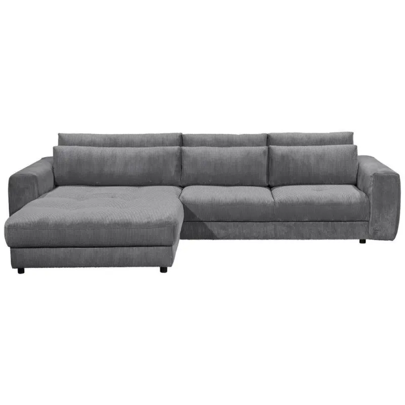 Ecksofa in Cord Anthrazit 194/333 cm