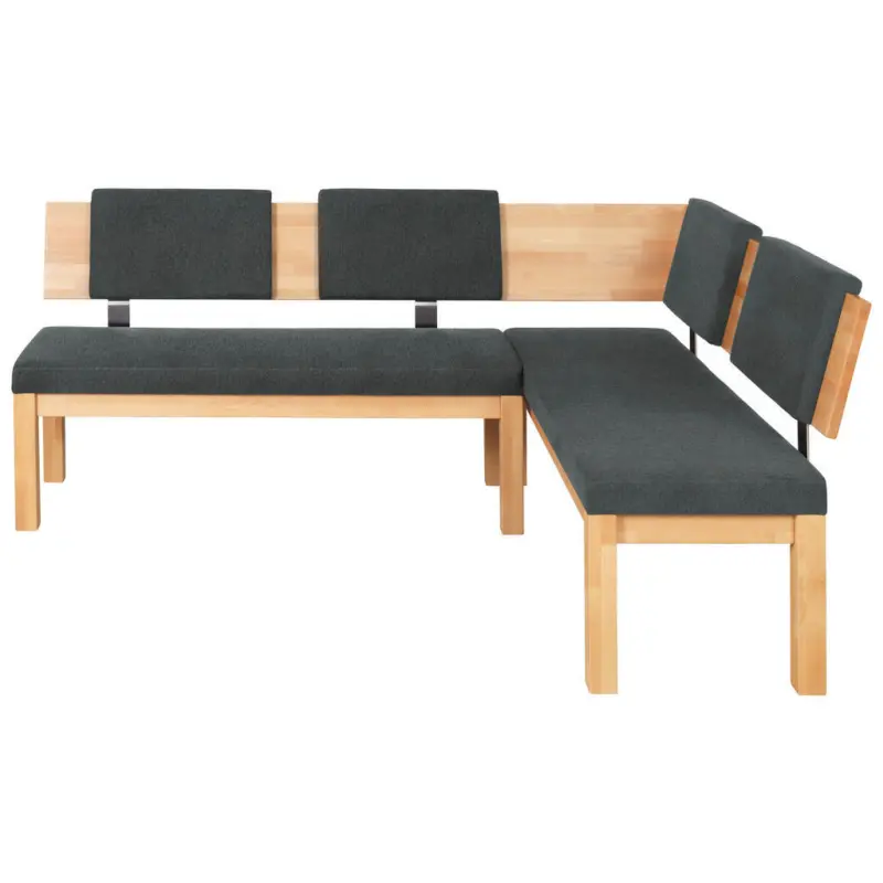 Eckbank 200/160 cm in Grau, Buchefarben