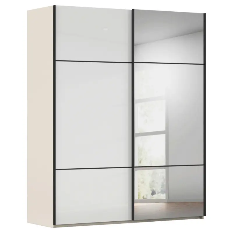 Schwebet&uuml;renschrank in Wei&szlig;, Champagner