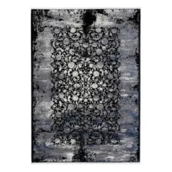 Webteppich 140/200 cm Colorado Flower Grau, Schwarz, Hellgrau, Dunkelgrau