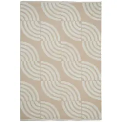 Flachwebeteppich 120/170 cm Waves Wei&szlig;, Beige