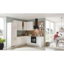 Eckk&uuml;che 245/225 cm in Eichefarben, Magnolie