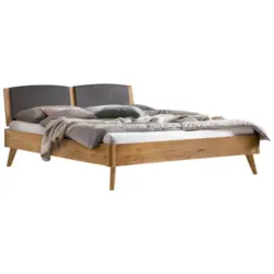 Bett 180/200 cm in Dunkelgrau, Wildeiche