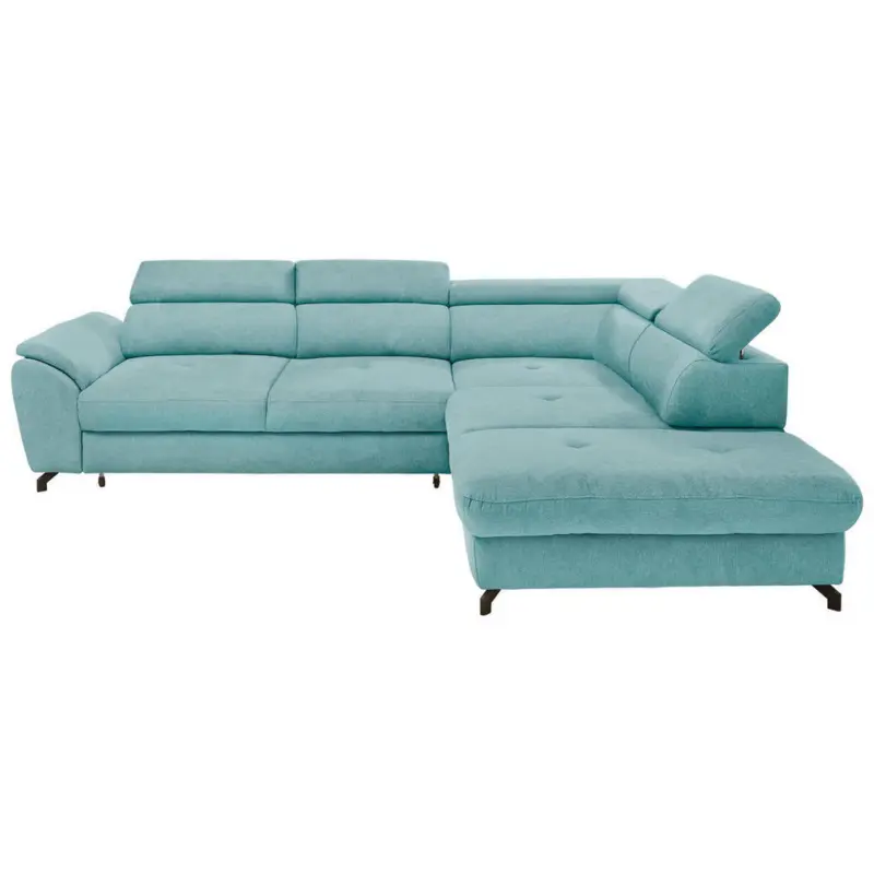 Ecksofa in Webstoff T&uuml;rkis 277/237 cm