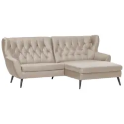 Ecksofa in Mikrofaser Beige 237/165 cm