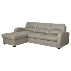 Ecksofa in Lederlook Echtleder Platinfarben